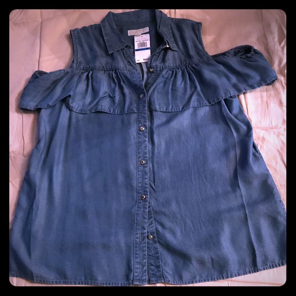 Michael Kors Cold Shoulder Jean Top